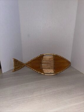 Vintage Large Fish Shaped Decorative, Bread Basket Wall Décor, Bohemian Retro
